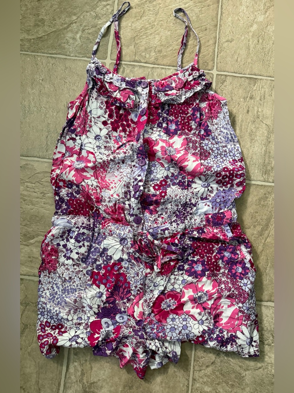 Floral Pink & Purple One-Piece Romper